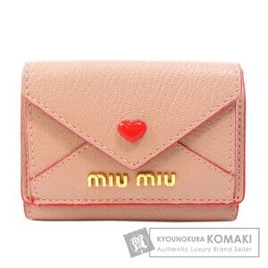 Miu Miu Heart Letter Bifold Wallet Leather